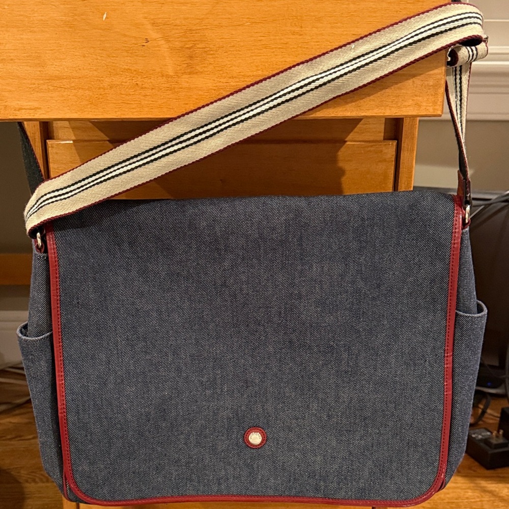 Burberry Blue Crossbody Bag with Red Accents